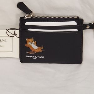 Authentic Maison Kitsuné Paris - Chillax Fox Zippered Card Holder - Black